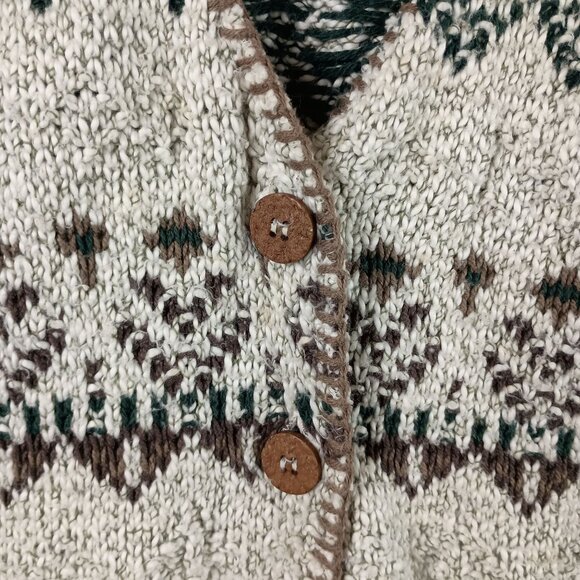 Vintage Knit Sweater Vest Womens L Beige Fair Isle Grandpacore Cottagecore 90s - Picture 3 of 8